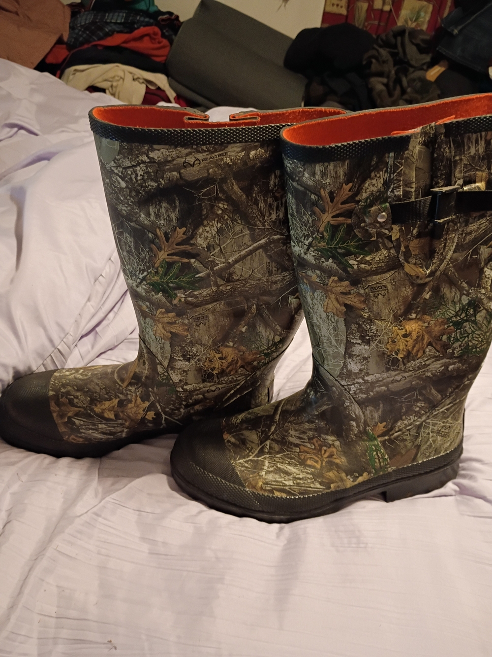Magellan Outdoors Men's Camo Rain & Snow Boots with Orange Lining
